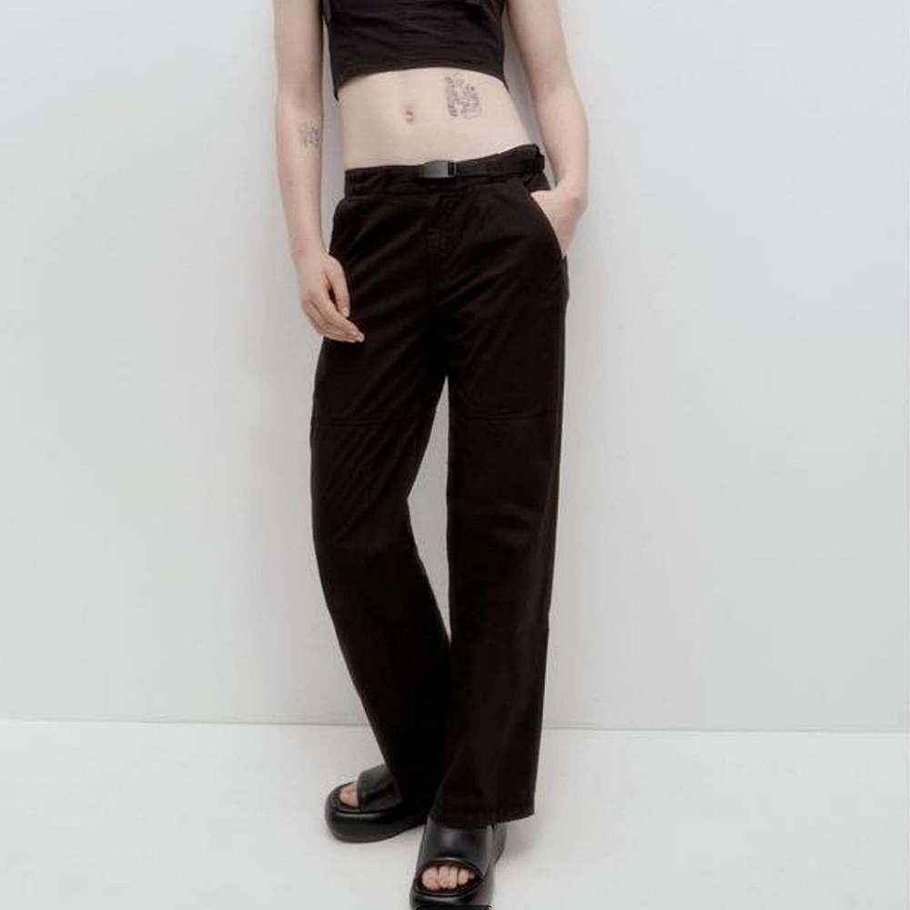 NWT Zara Athletic Belted Technical pants Hiking Utility Black size 4